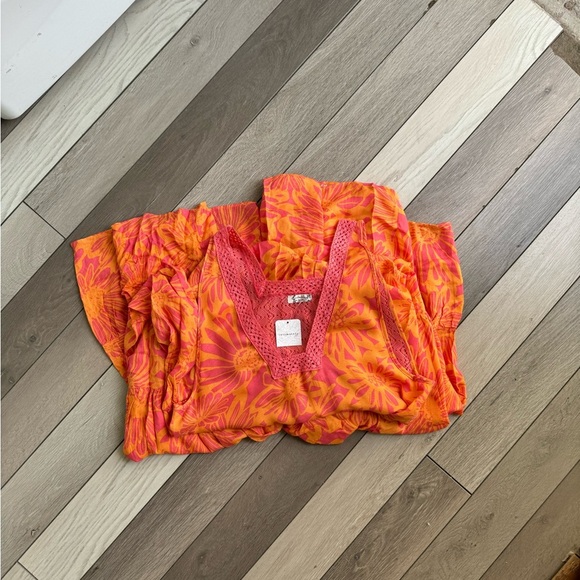 Free People Imtimately Tiers For You Boho Floral Maxi Orange. Size: M. NWT - Picture 4 of 13